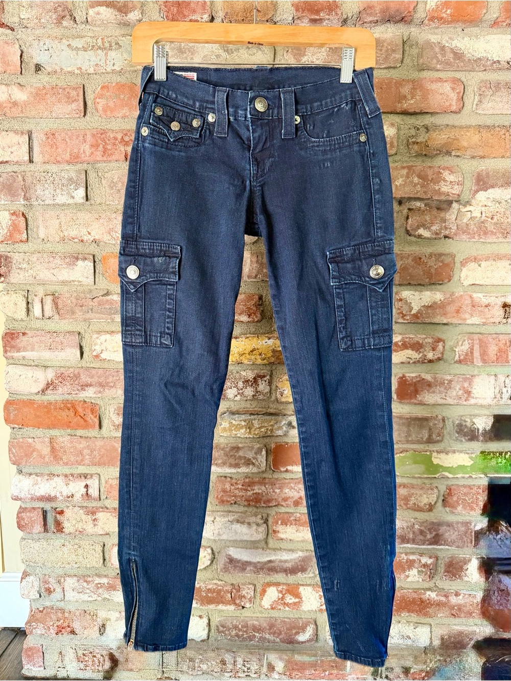 True Religion Dark Blue Cargo Skinny Jeans